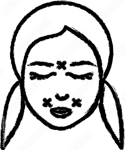 Woman, correction wrinkle vector icon in grunge style