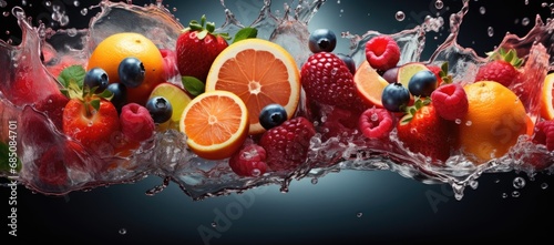 A Colorful Array of Fresh Fruits Floating in Crystal Clear Water