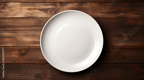 White craft plate at dark wooden table