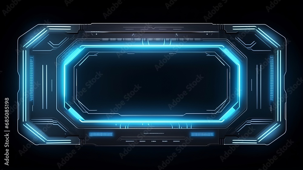 Obraz premium futuristic hud frames with digital screen hologram panel, sci-fi vector technology border