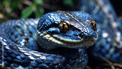 Close-up View of Reptilian Snake Head in Wildlife
