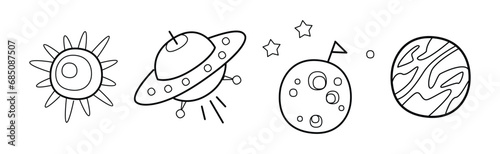 Outer Space and Universe Icon in Outline Style Vector Set