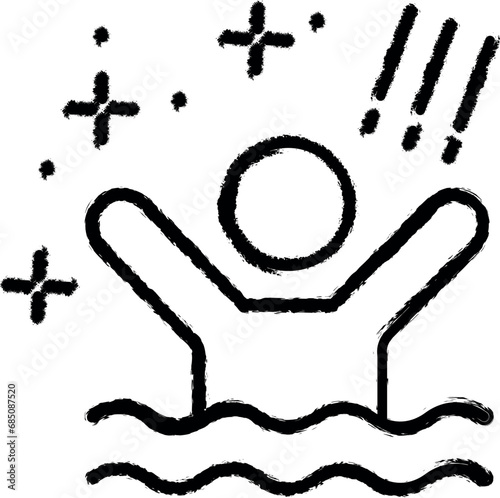 Human drown water vector icon in grunge style
