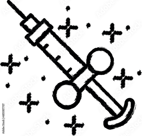 Syringe injection vector icon in grunge style