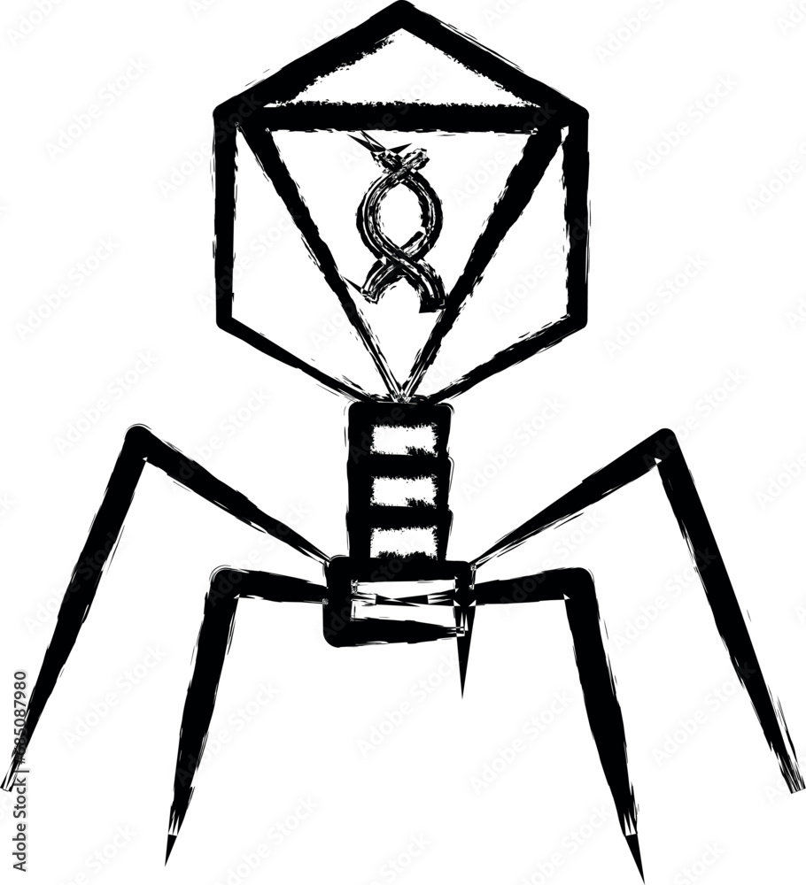 Bacterial dna virus vector icon in grunge style Bacterial dna virus vector icon in grunge style