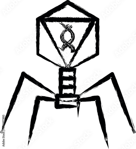 Bacterial dna virus vector icon in grunge style