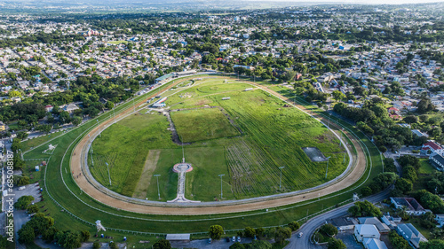Tableau sur toile aerial landscape view of area around Garrison Savannah Racetrack, a horse racing