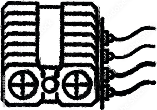 GPU, farm, mining vector icon in grunge style