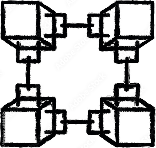block chain vector icon in grunge style