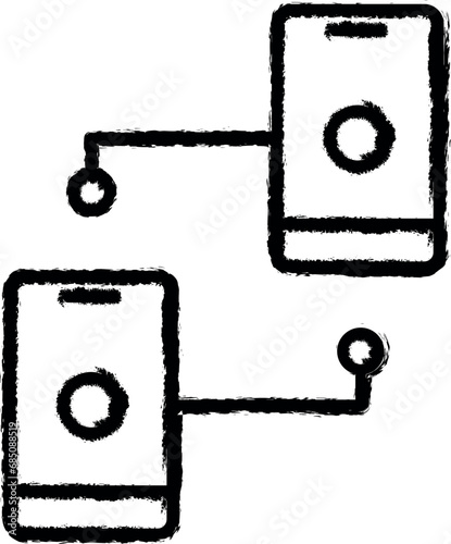 peer to peer, block chain vector icon in grunge style