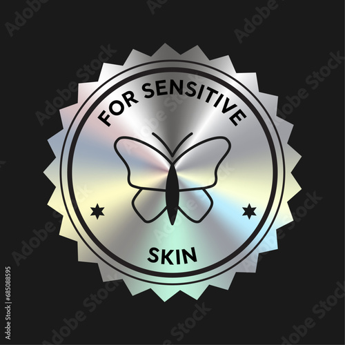 For sensitive skin cosmetic packaging icon, stamp, badge, round, seal vector