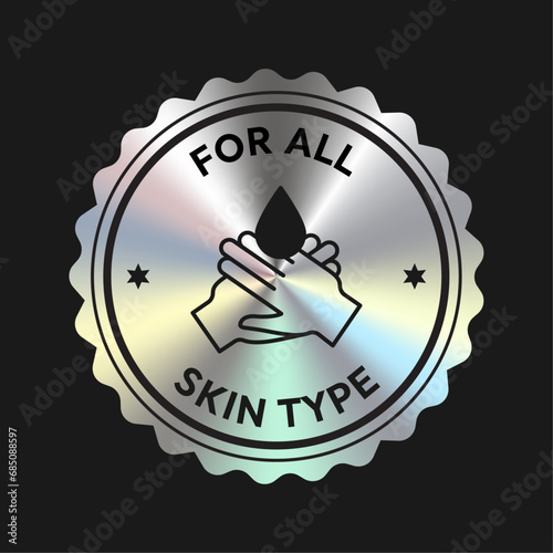 For all skin type packaging icon, stamp, badge, round, seal vector