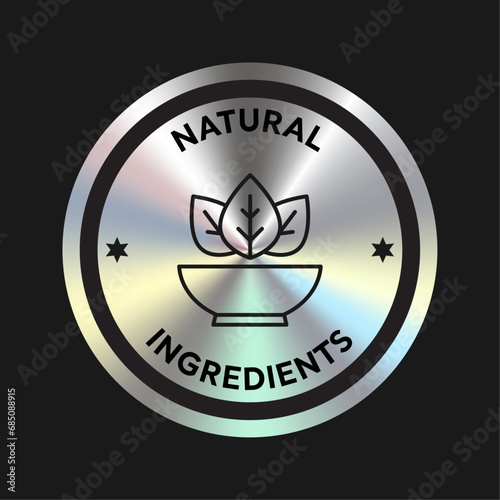 Natural Ingredient cosmetic packaging icon, stamp, badge, round, seal vector