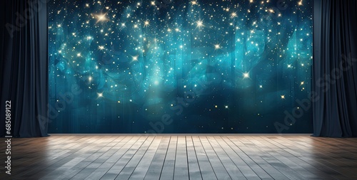 Banner for coupon with space for Christmas or New Year greeting cards with shimmering golden sparks and elements with magical bokeh Made with Generative AI