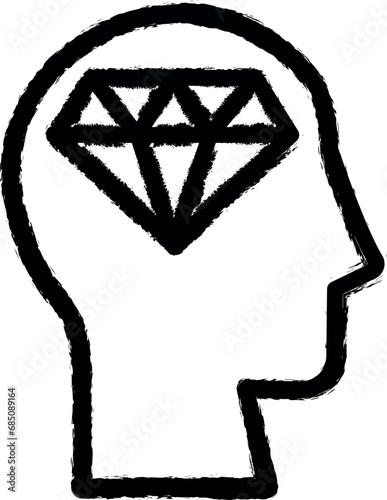 head diamond vector icon in grunge style