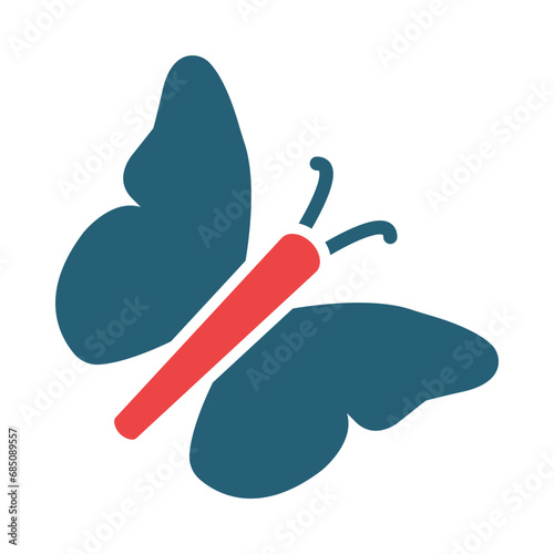 Butterfly Glyph Two Color Icon Design