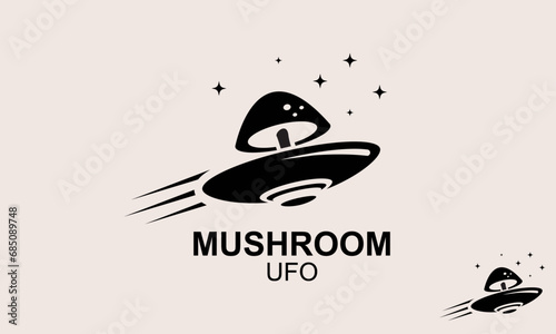 Mushroom UFO Alien Ship Logo Design Template.