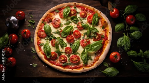 background basil pizza food presents illustration delicious italian, cheese tomato, toppings oven background basil pizza food presents