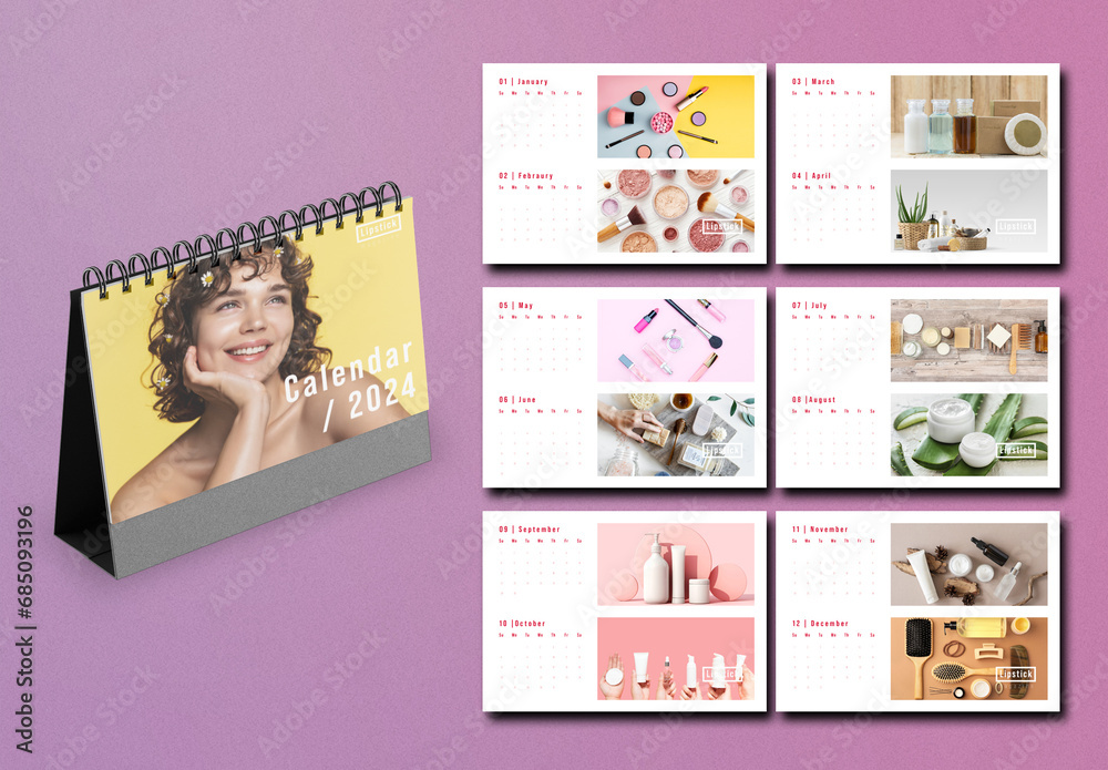 2024 Desk Flip Calendar Template Layout Stock Template Adobe Stock