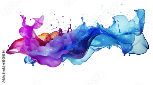 Colorful watercolor or liquid splash on white background.