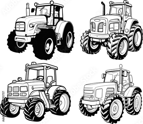 Tractor cartoon image, coloring page