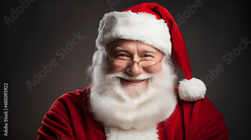 Happy Cute Smiling Santa Claus with studio background, Happy Christmas Santa Claus Xmas Festival banner, Christmas Festival Santa