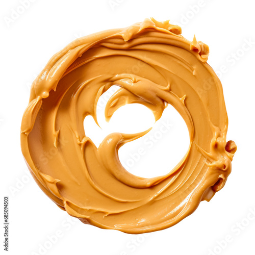 Peanut butter O-shaped smear isolated on a transparent background