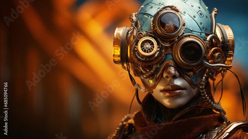 Abstract portrait of a steampunk cyberpunk character