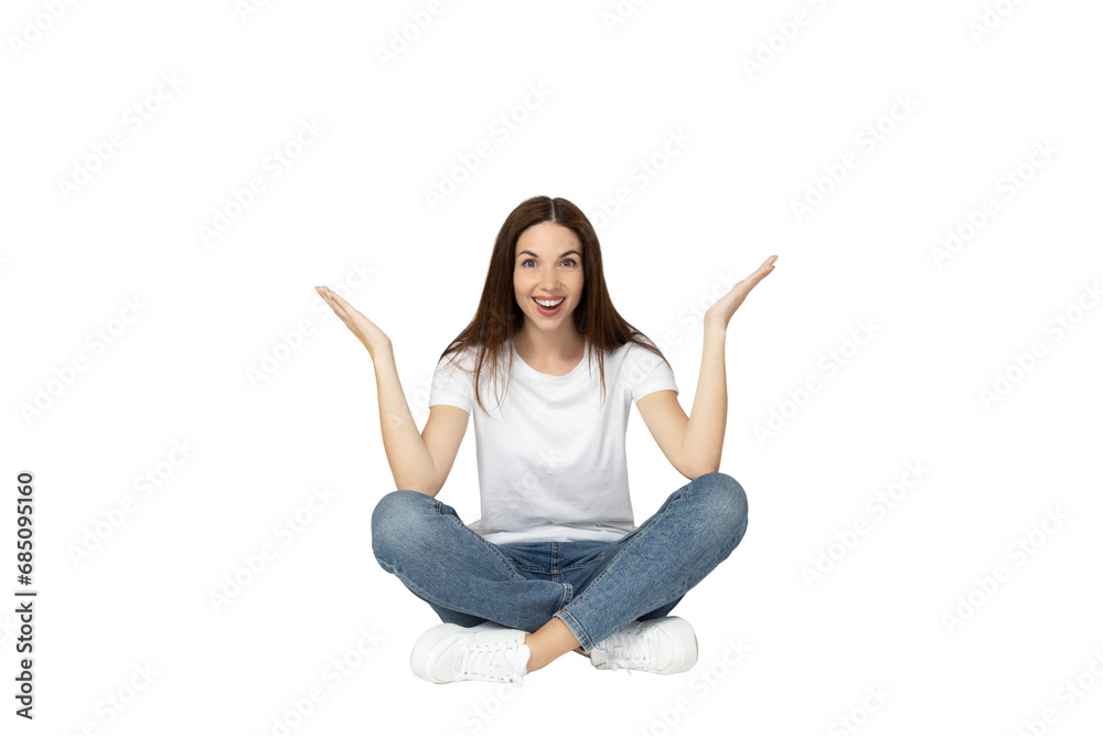 PNG, young girl expressing emotional reaction, isolated on white background. PNG, young girl expressing emotional reaction, isolated on white background.