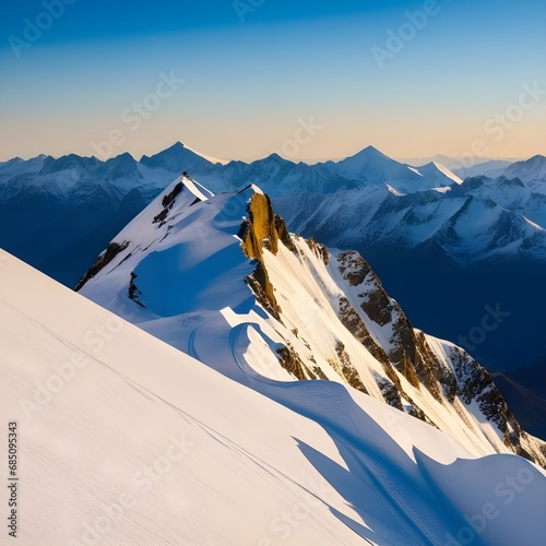 a snow-capped summit of a mountain