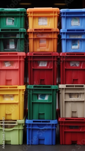 Background of multi-colored plastic storage boxes