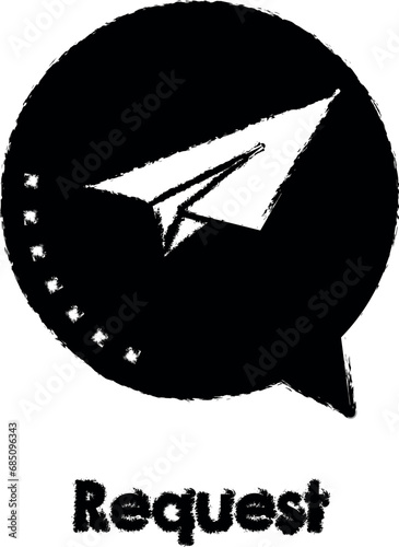 paper plane, bubble, send, request vector icon in grunge style