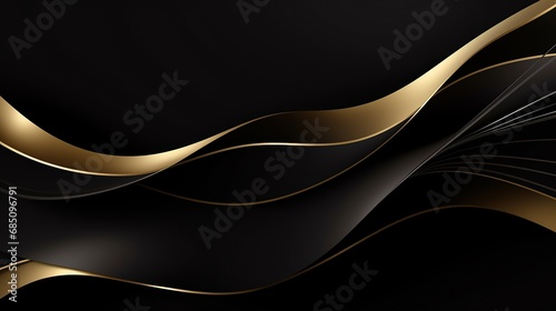 Abstract shiny color gold wave design element .golden curved yellow lines .with sparkling effect on dark background .Used for template or background, banner.
