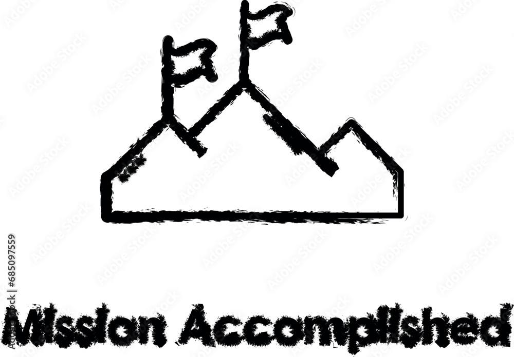 mountain, flag, mission vector icon in grunge style mountain, flag, mission vector icon in grunge style