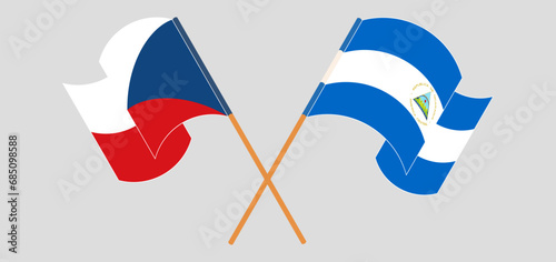 Crossed and waving flags of Czech Republic and Nicaragua photo