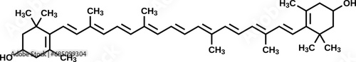 Zeaxanthin structural formula, vector illustration