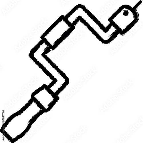 Carpentry, hand drill line vector vector icon in grunge style