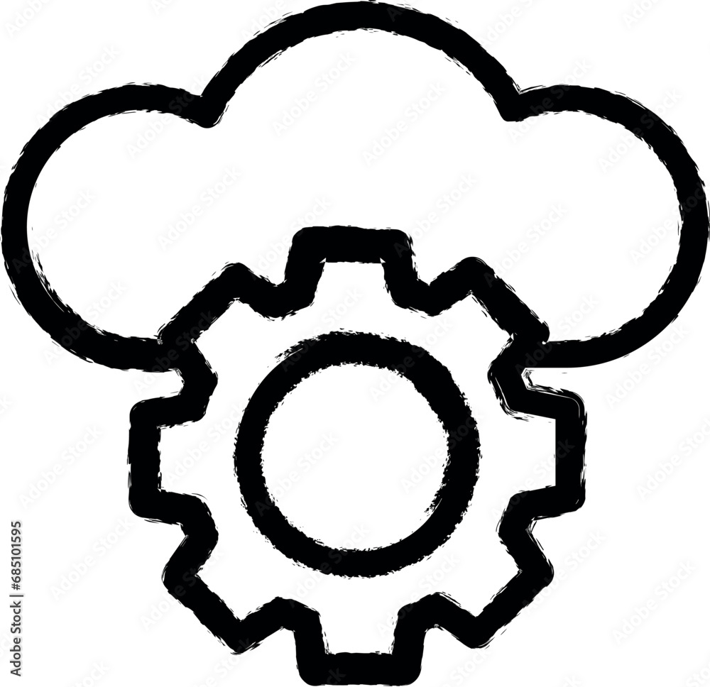 Cloud, gear vector icon in grunge style Cloud, gear vector icon in grunge style