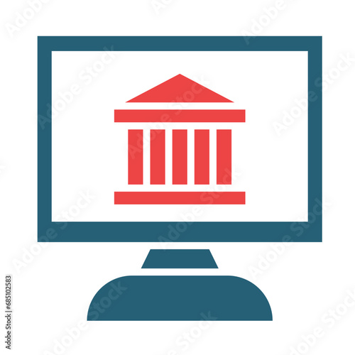 Online Bank Glyph Two Color Icon Design