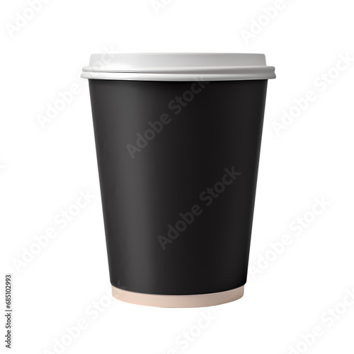 Black paper takeaway coffee cup isolated on transparent background