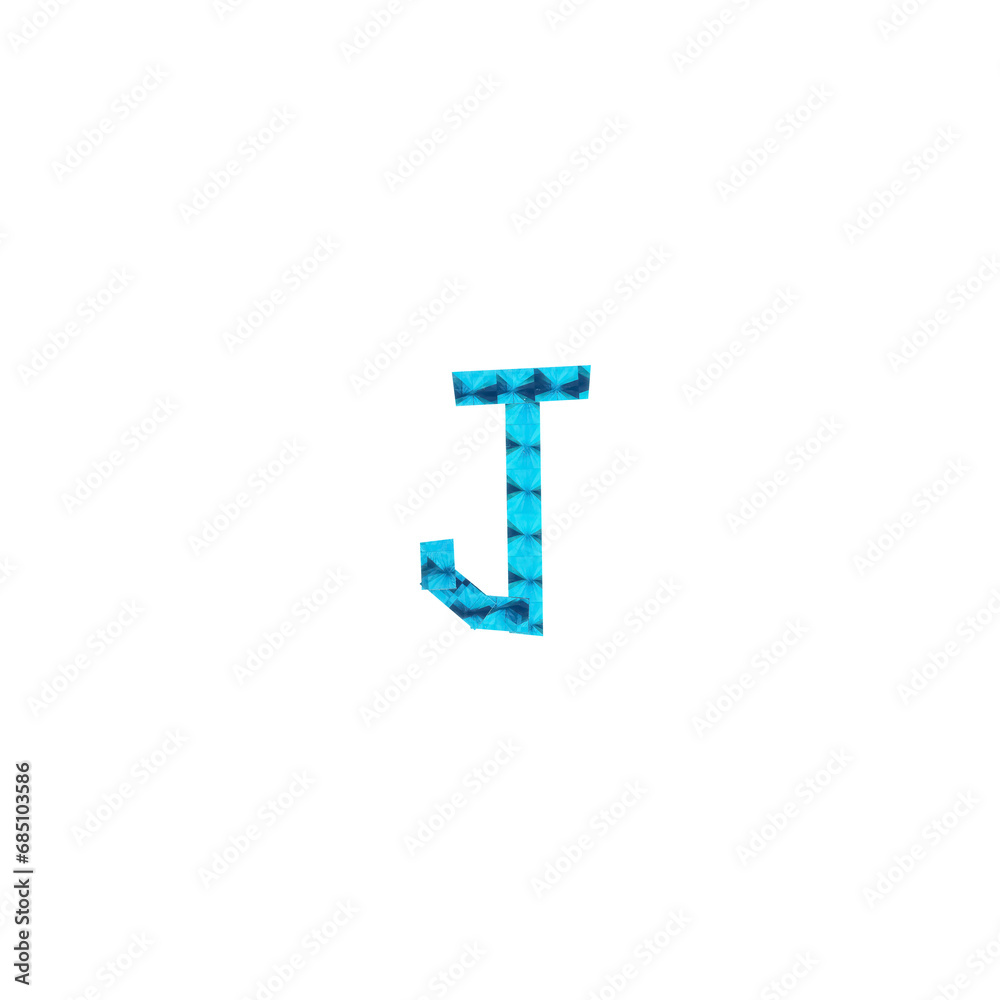 colourful reflective craft tape letter J object on transparent png background