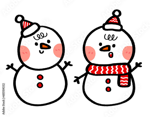Cute snow man cartoon drawing 