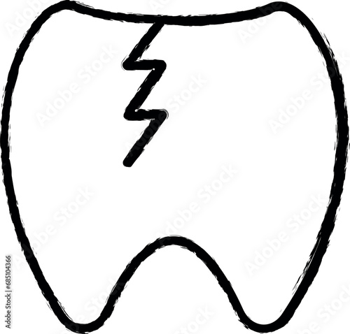 tooth, disease, medical vector icon in grunge style