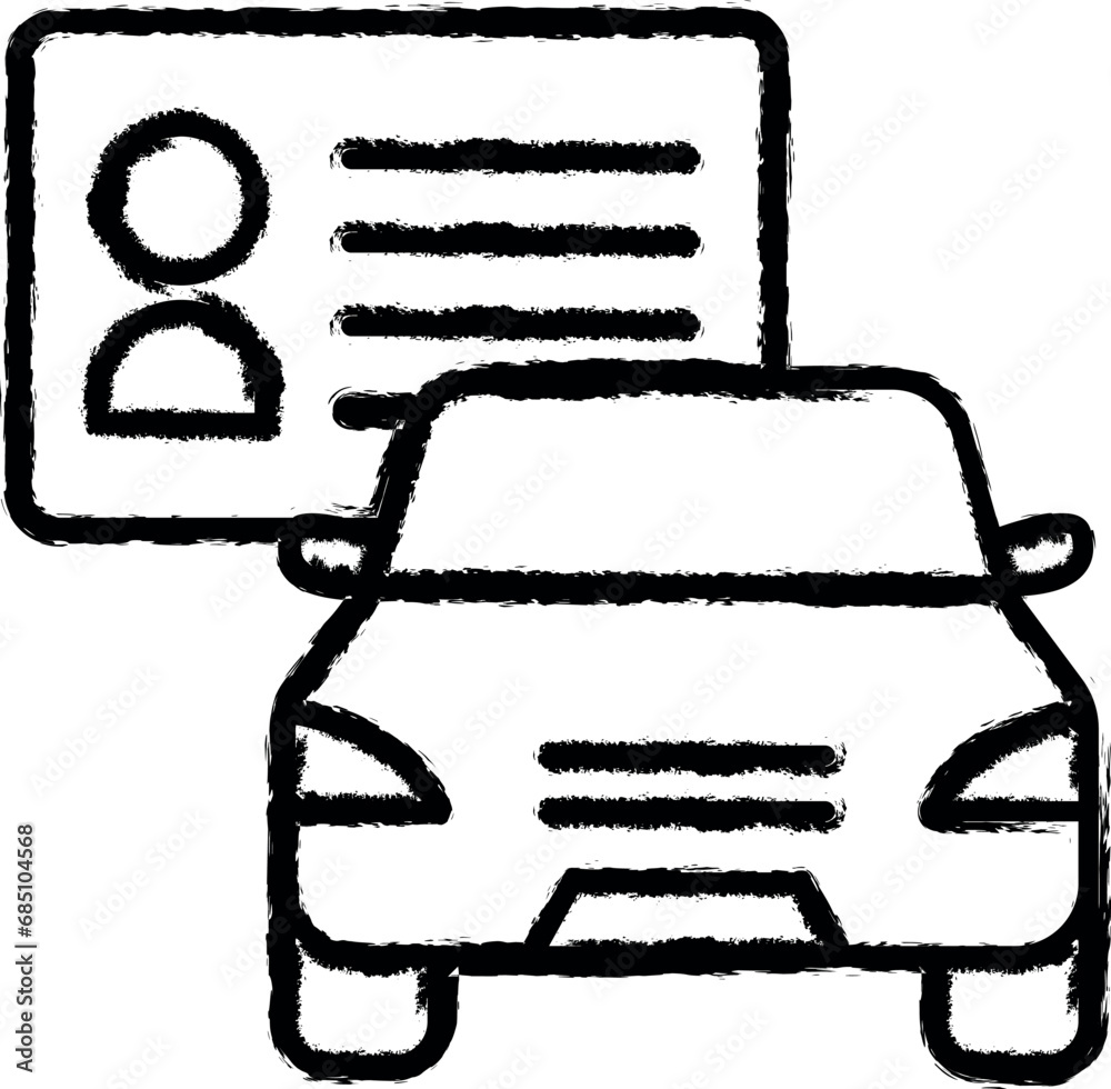 Car, driver license vector icon in grunge style