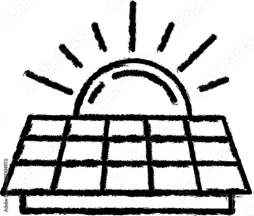 Panel, sun, solar panel vector icon in grunge style