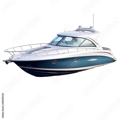 Motorboat isolated on transparent background