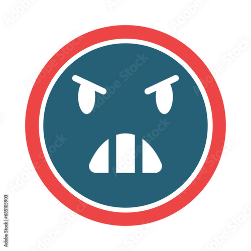 Anger Glyph Two Color Icon Design