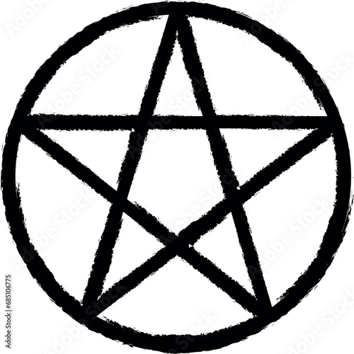 Symbol star pentagram vector icon in grunge style