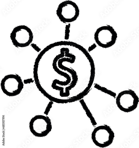 Financial funds vector icon in grunge style