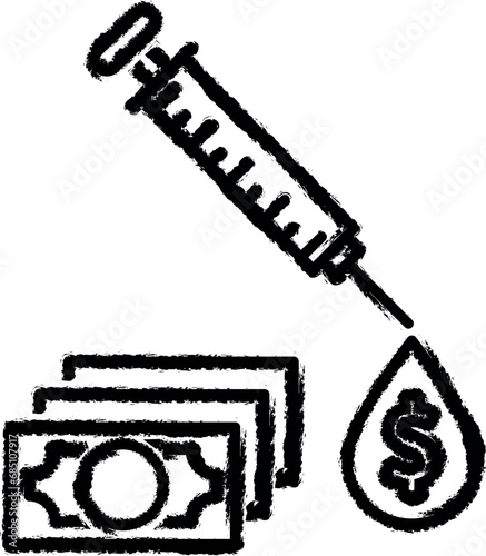 Financial injecting vector icon in grunge style
